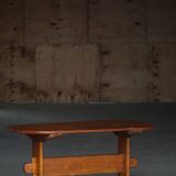 Primitive Swedish oval dining table in pine, early 20th century.