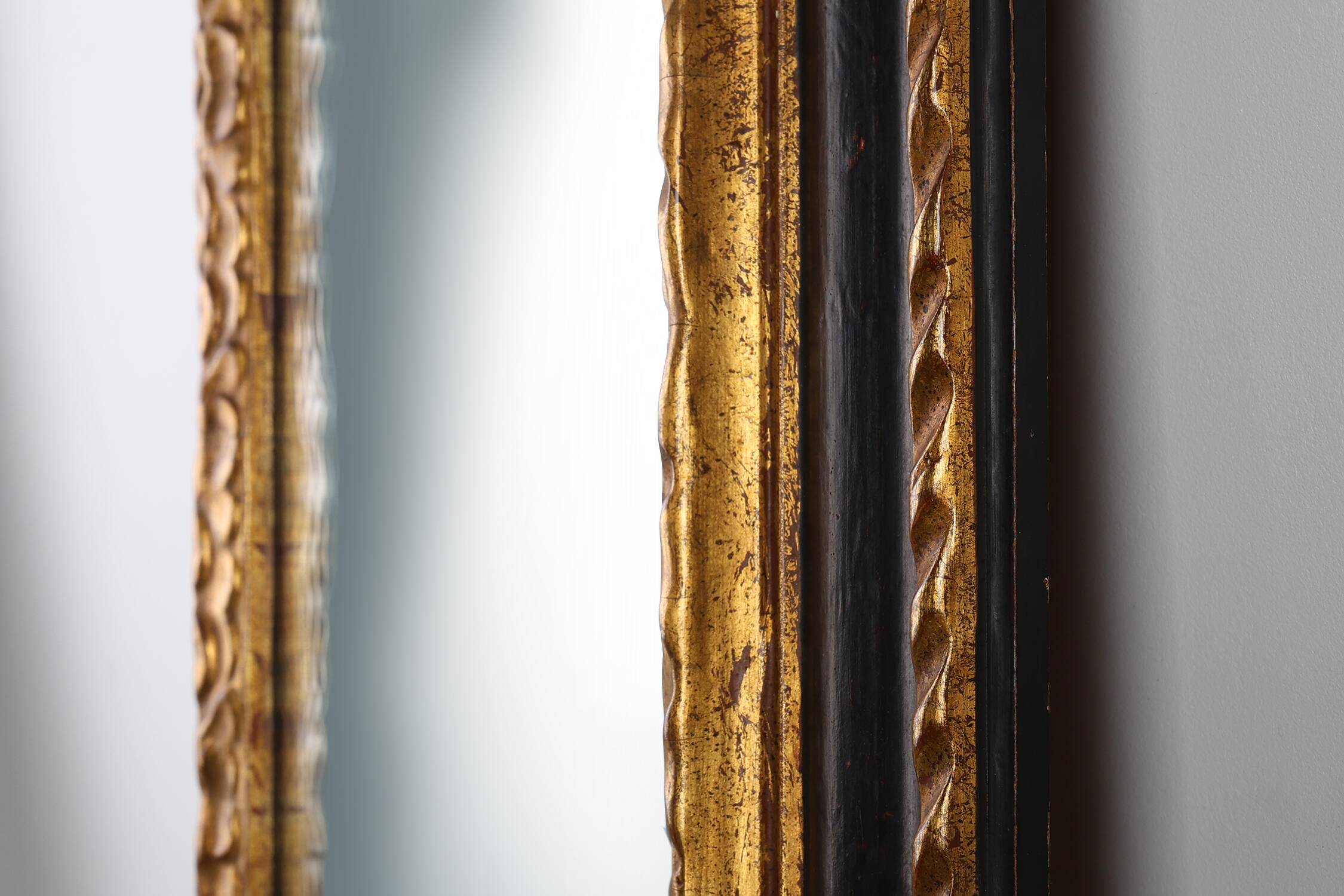 Carved Baroque Black and Giltwood Mirror, France 1850s