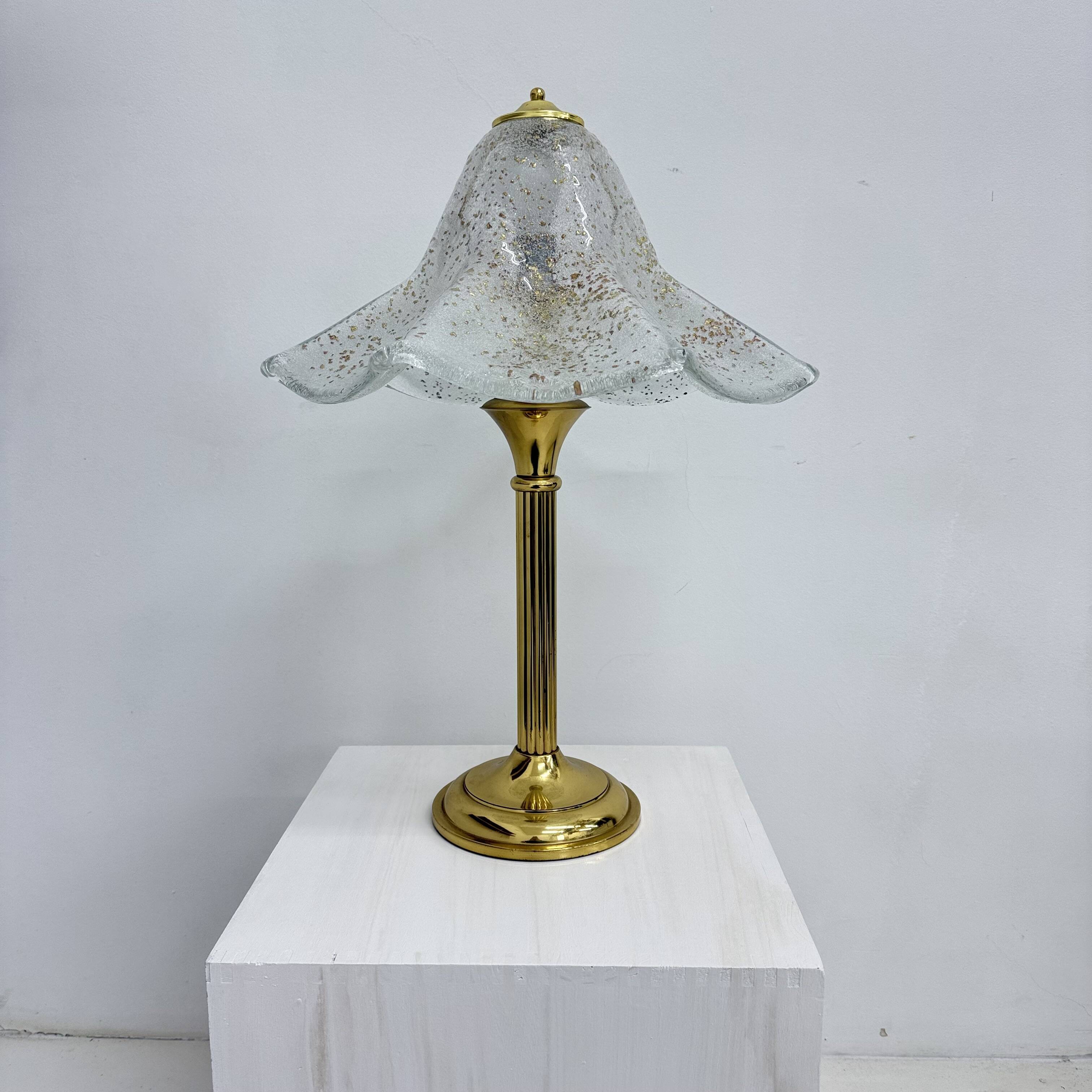 Mid century glass table lamp , 1970s