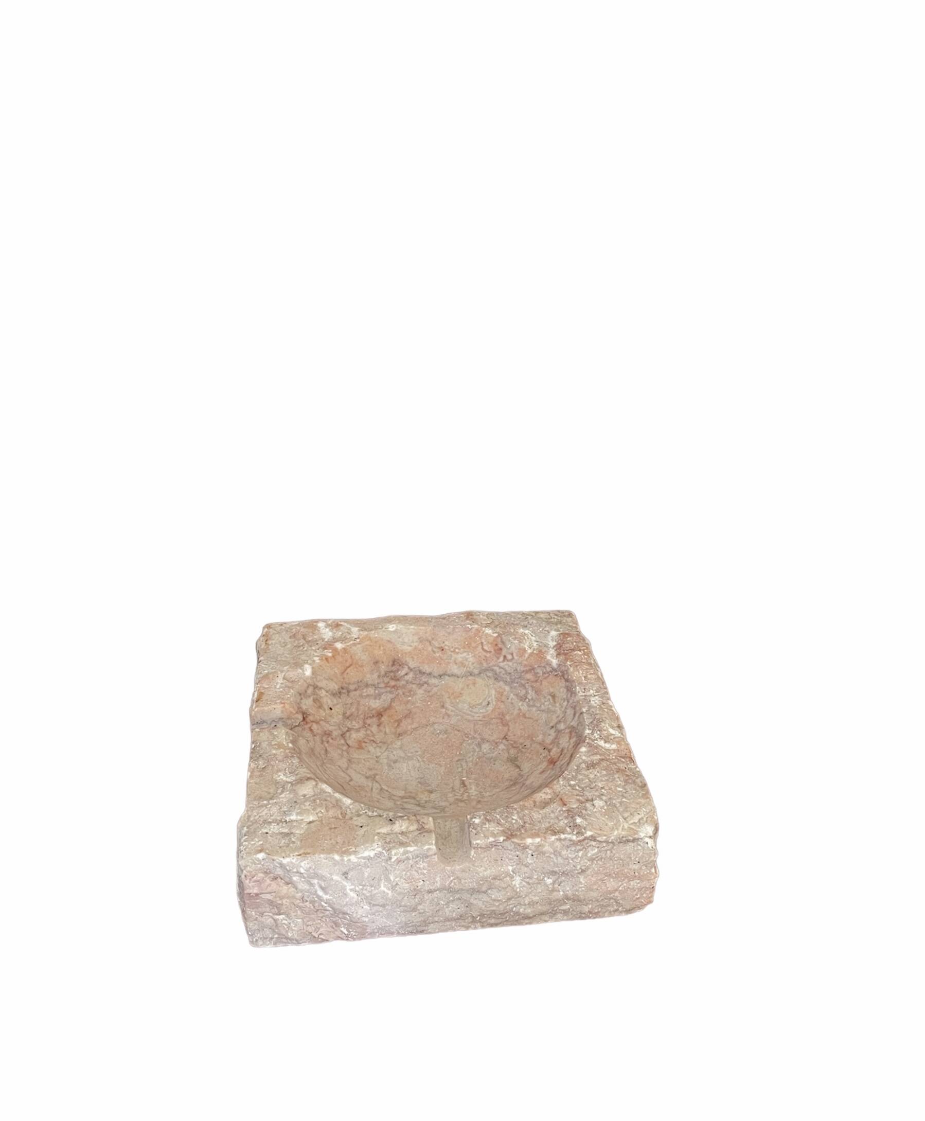 Vintage pinkish beige marble ashtray