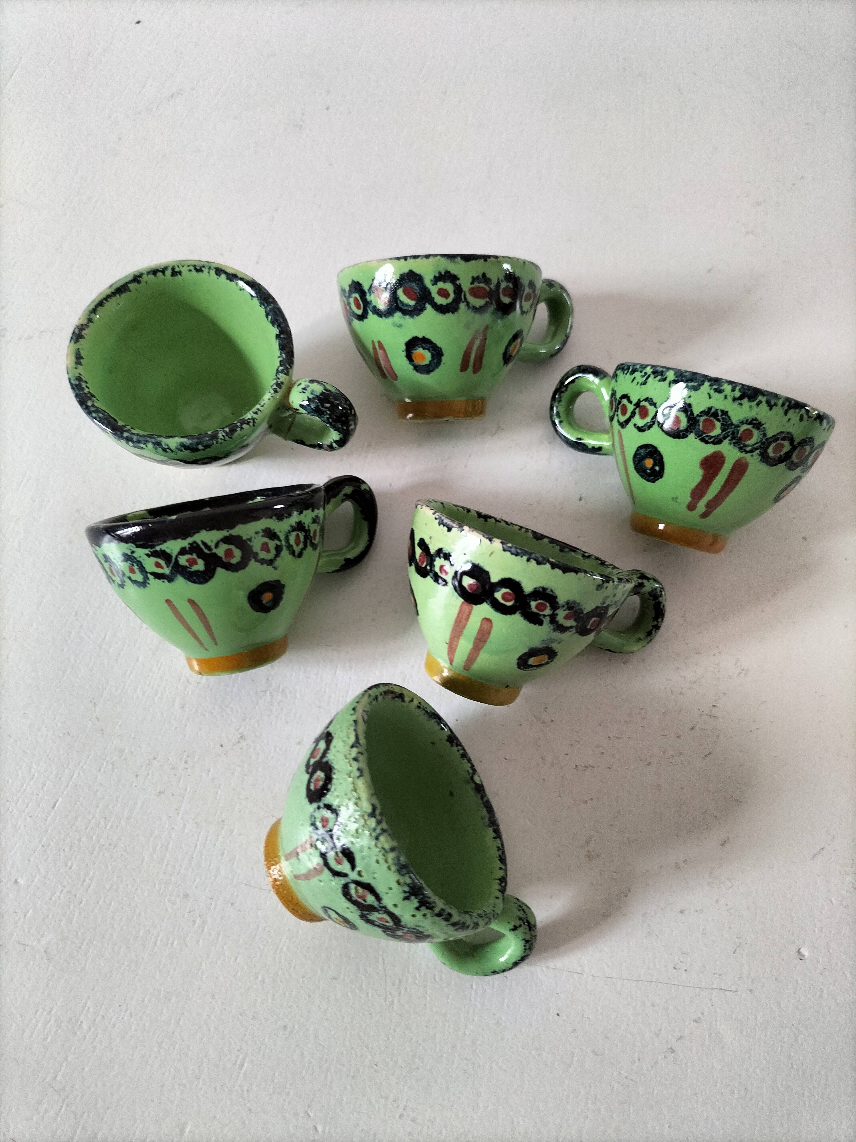 6 mini HB Quimper cups, bright green