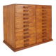 Vintage 22-drawer wooden flat filing cabinet, handmade