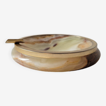 Onyx and brass ashtray