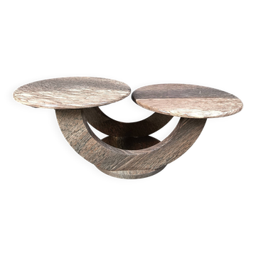 Table basse en marbre vintage à deux niveaux, années 1970