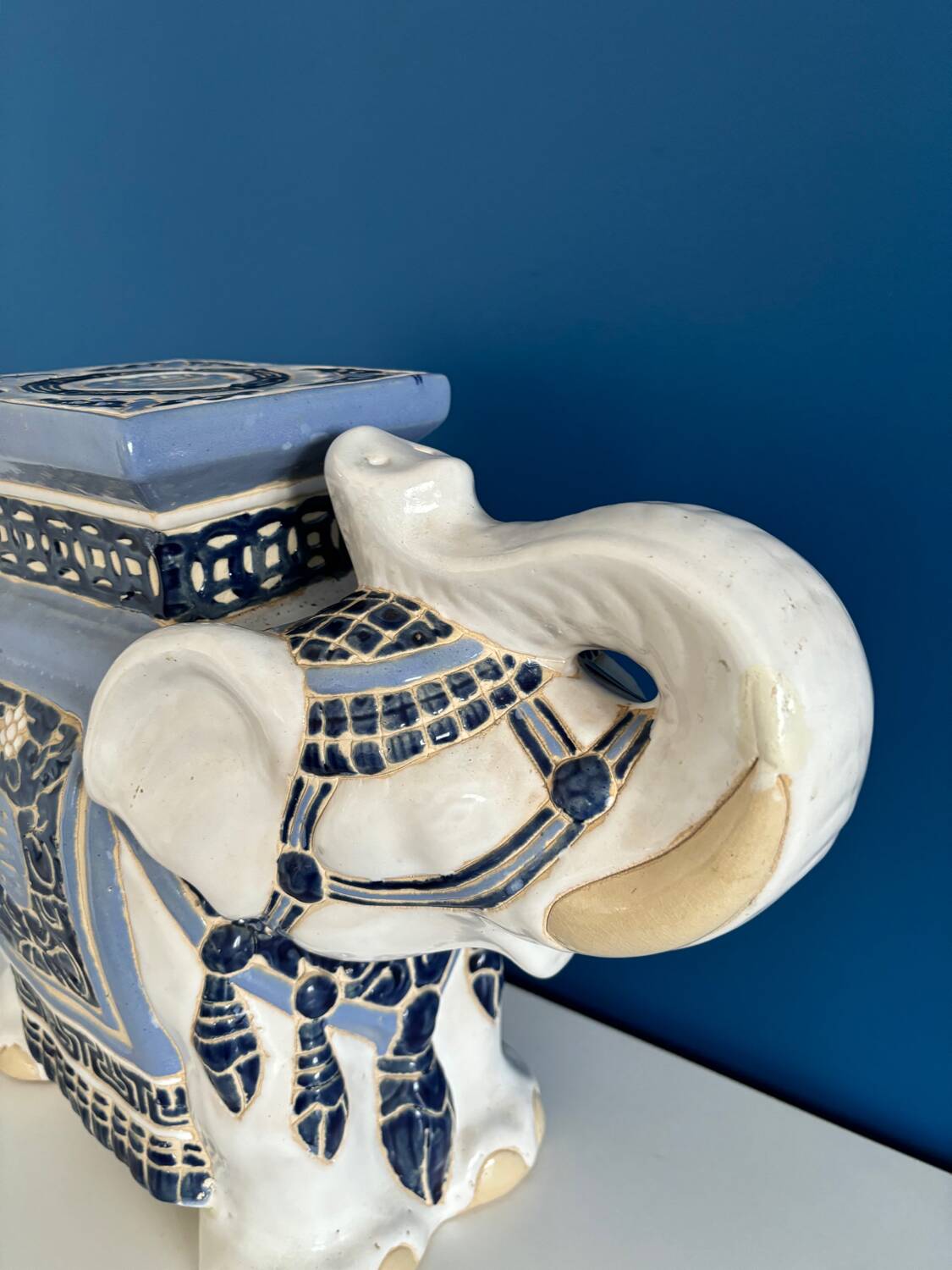 Ceramic elephant plant holder stool