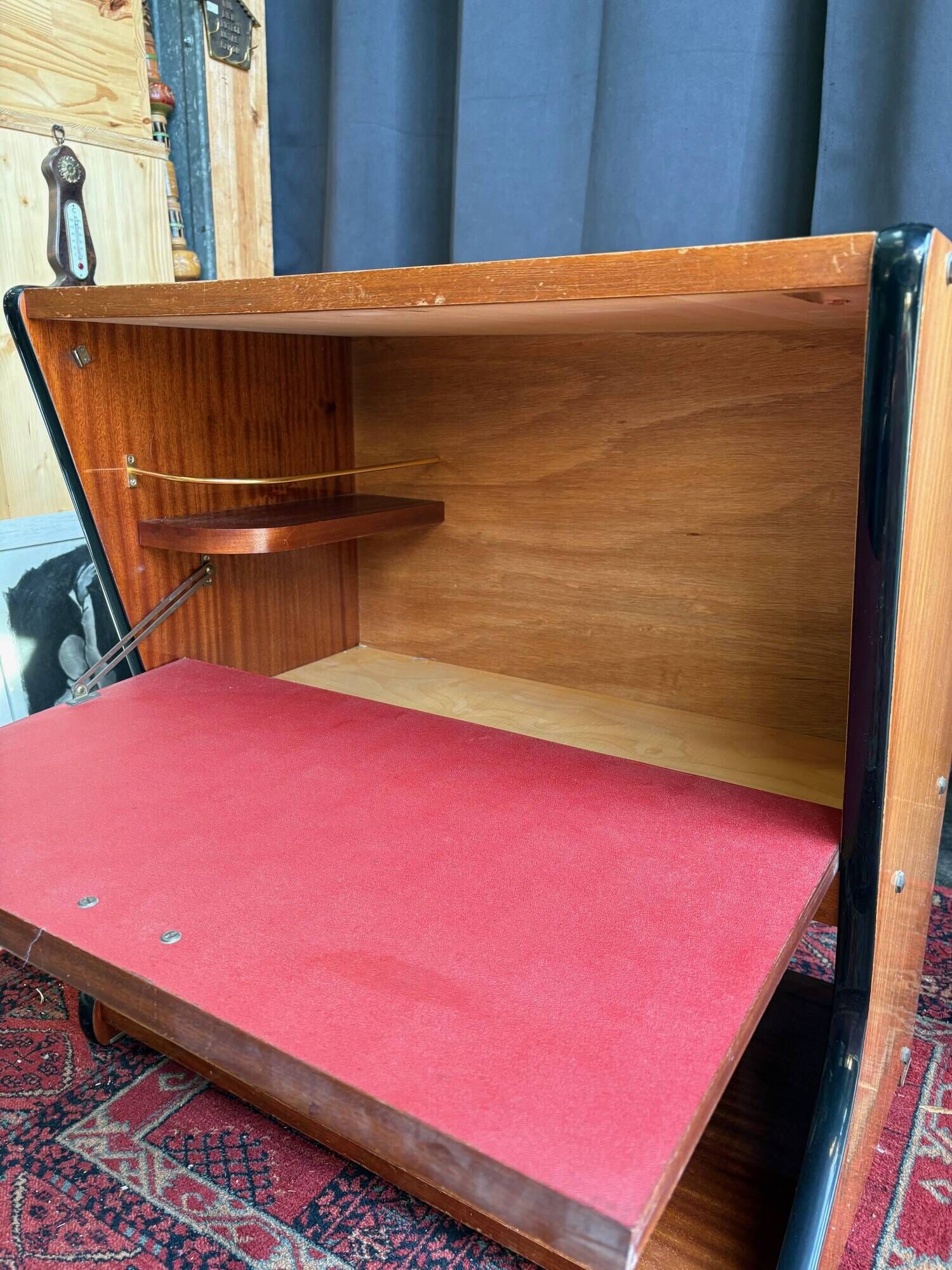 Vintage mini bar in wood and metal – 1950s/60s