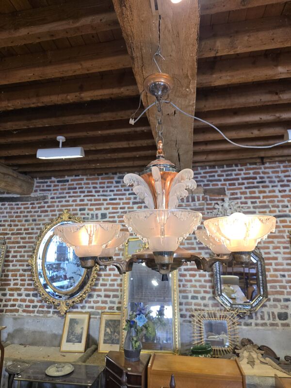 Lustre ezan art déco à 6 lumières