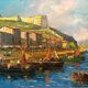 Port En Italie. Huile Sur Panneau. XX ème.
