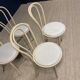 Set of 4 Thonet type bistro chairs light curved wood & Skaï GO IN Germany