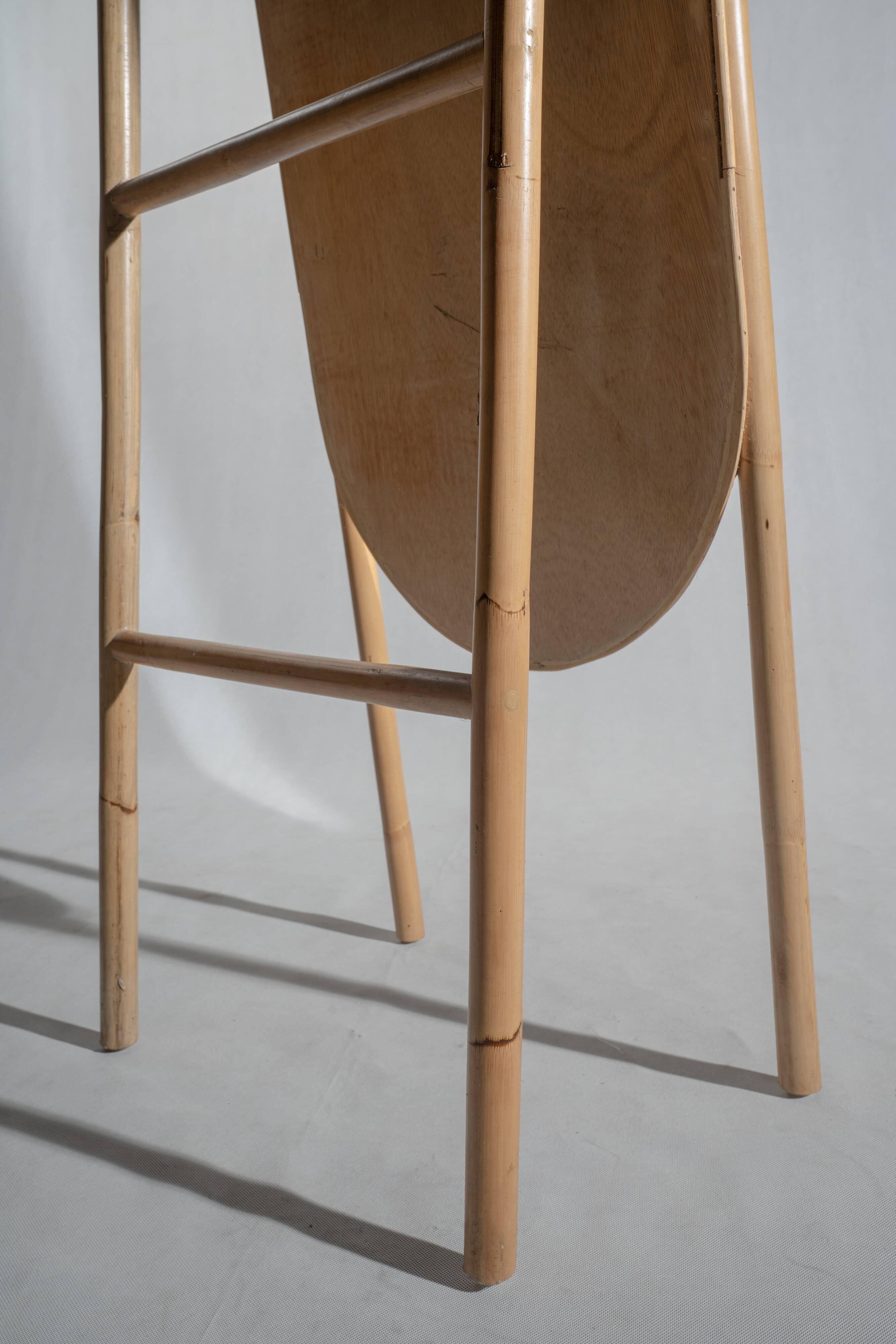 Floor mirror in bamboo and rattan H:1m80