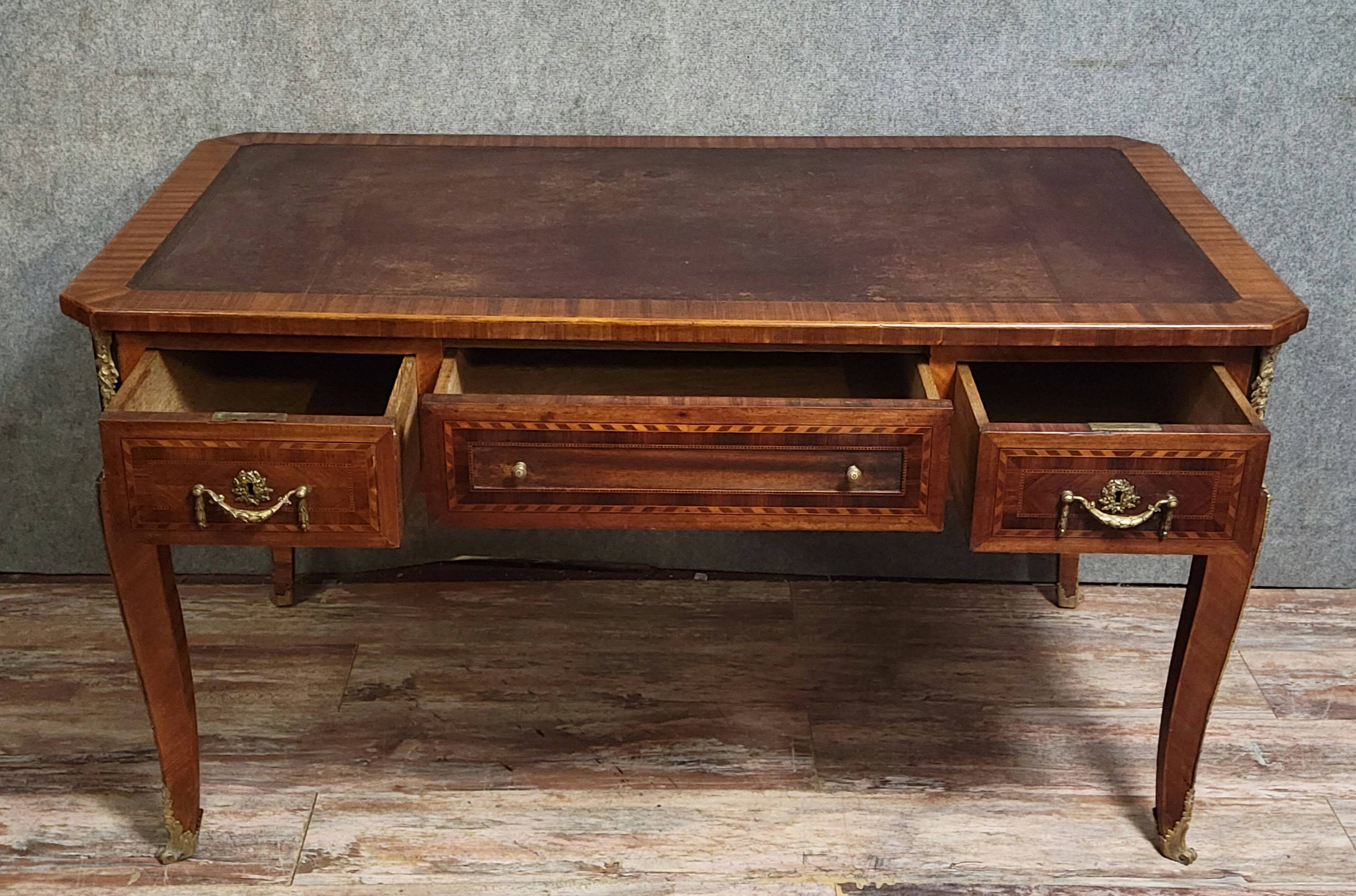 Louis XV style marquetry center desk
