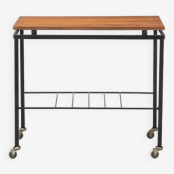 Vintage metal and teak trolley