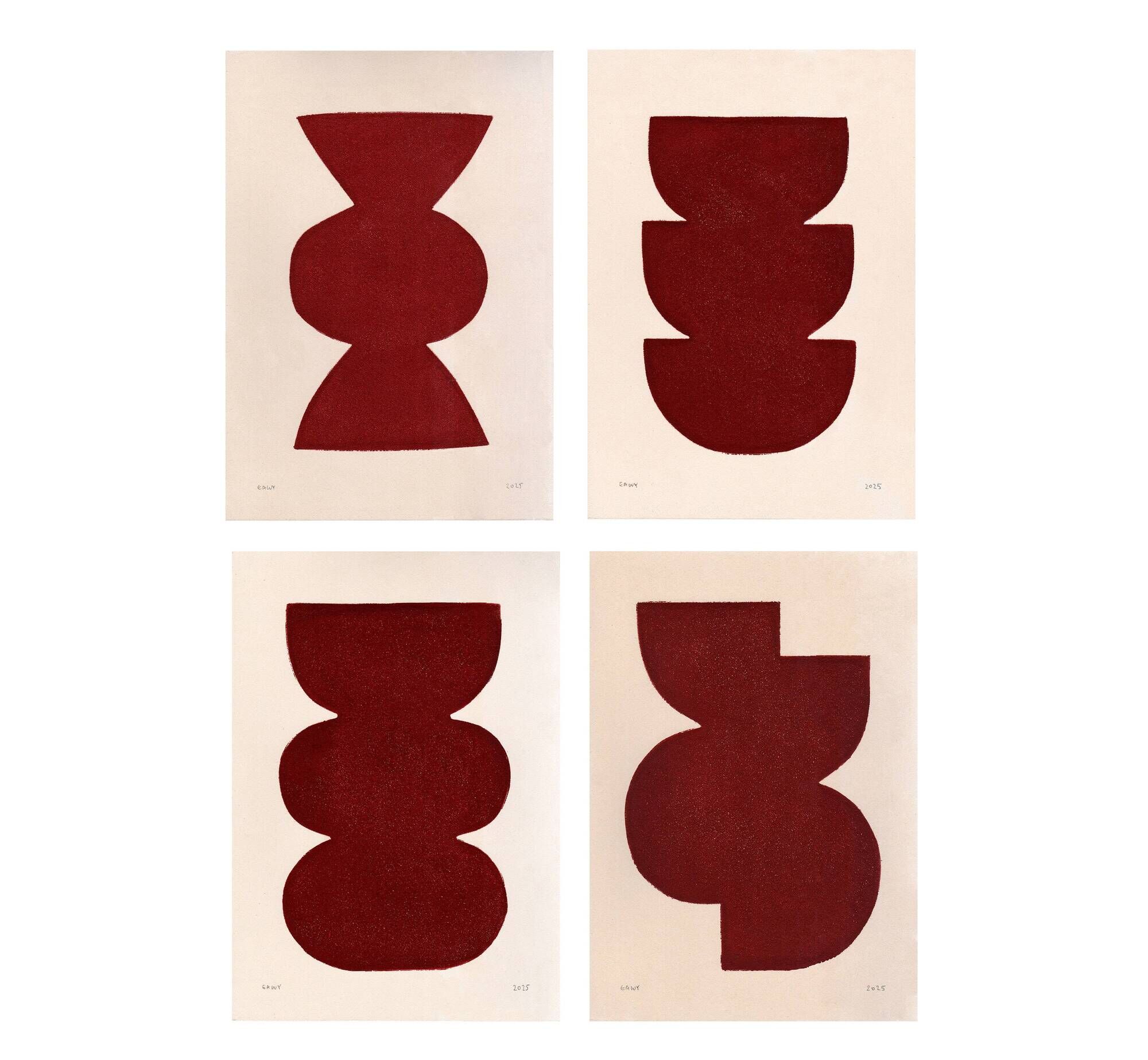 Collection of 4 paintings on paper signed Eawy.