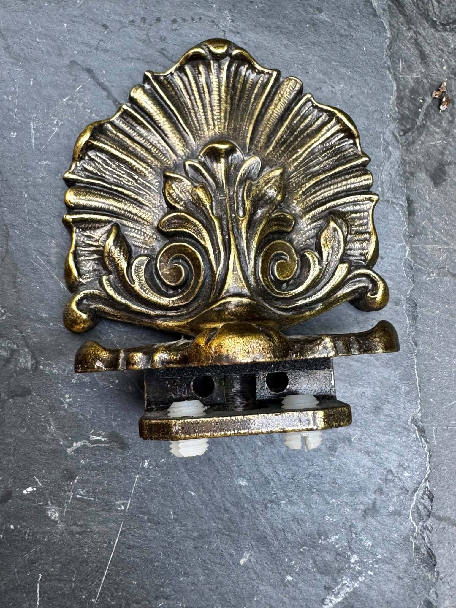 3 brass coat hooks in Rococo style, Louis XV, towel holder.