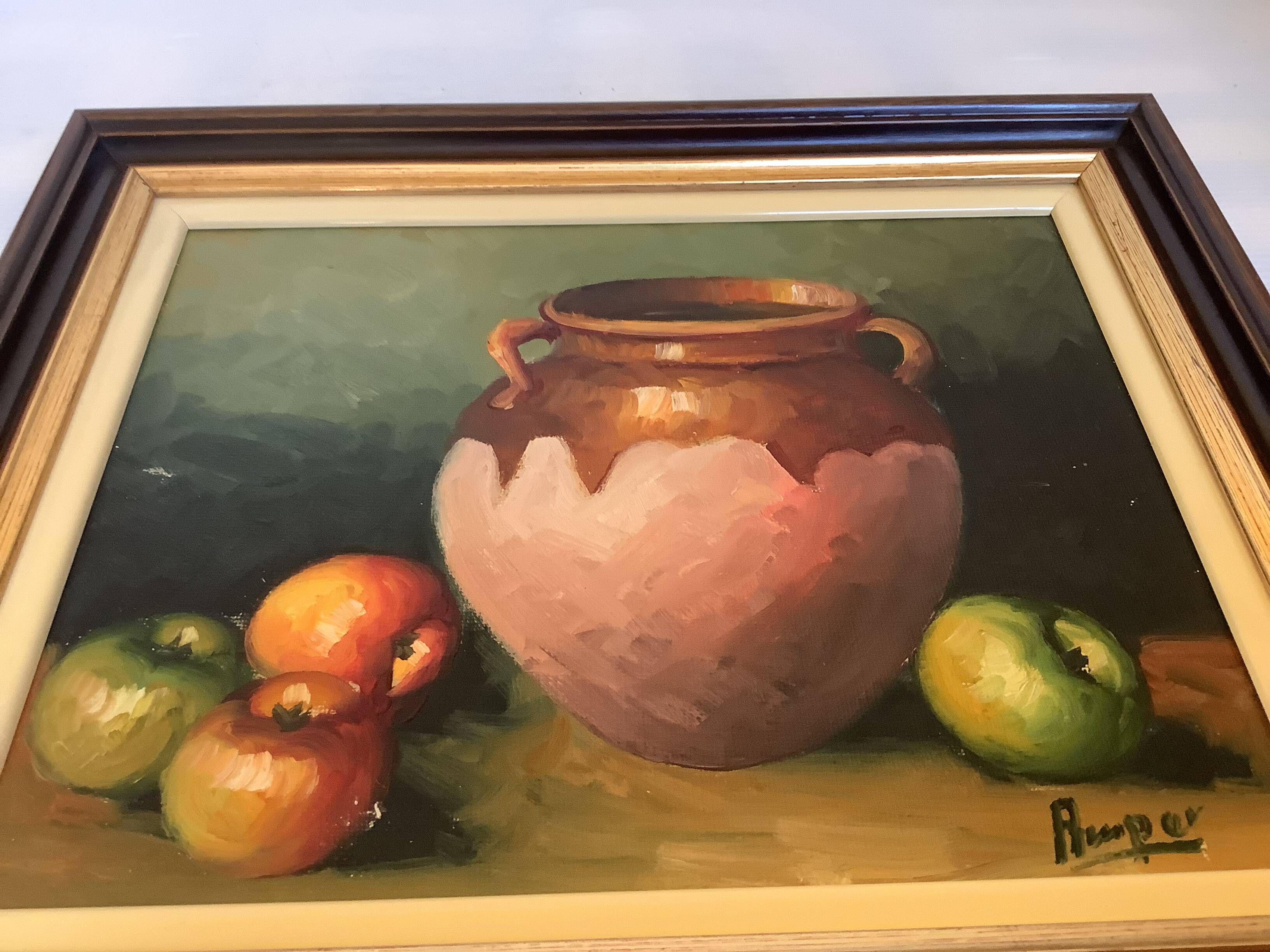 Tableau nature morte huile sur toile signée