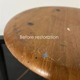 Extraordinary Danish workshop stool / fully restored / teak / steel / mid-century modern design / industrial / 1960s