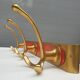 Vintage bistro coat rack with 3 patères gold and red hooks