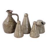 Vintage service salt pepper sugar mustard oil Migeon 1970