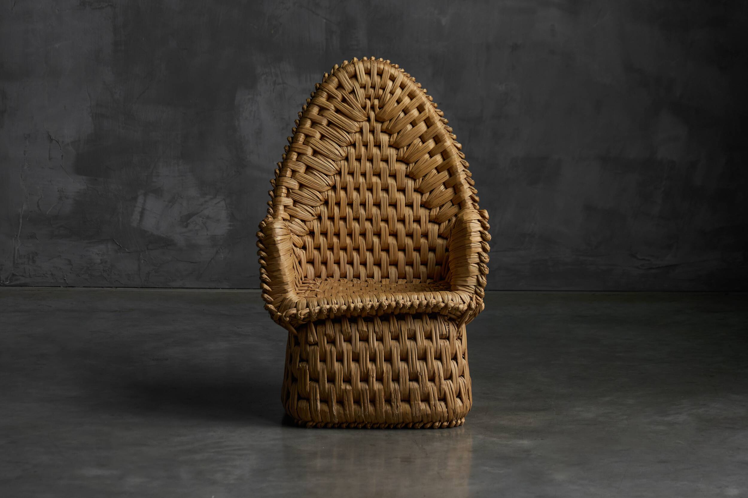 Vernacular Woven Straw Armchair, France, Early 20th Century