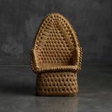 Vernacular Woven Straw Armchair, France, Early 20th Century