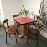 Set of 4 wooden bistro chairs stamped Baumann