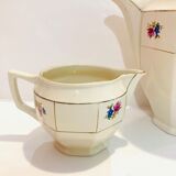 Teapot coffee maker & milk jar Sarreguemines france