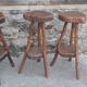 3 tabourets brutaliste en bois H 80 cm