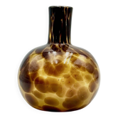 Vase en verre soufflé Empoli aux teintes ambrées et brunes, années 1960