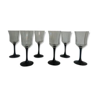 Set de 6 verres à vin forme octogonal Luminarc vintage 70