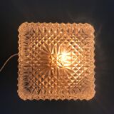 Square ceiling lamp in molded glass