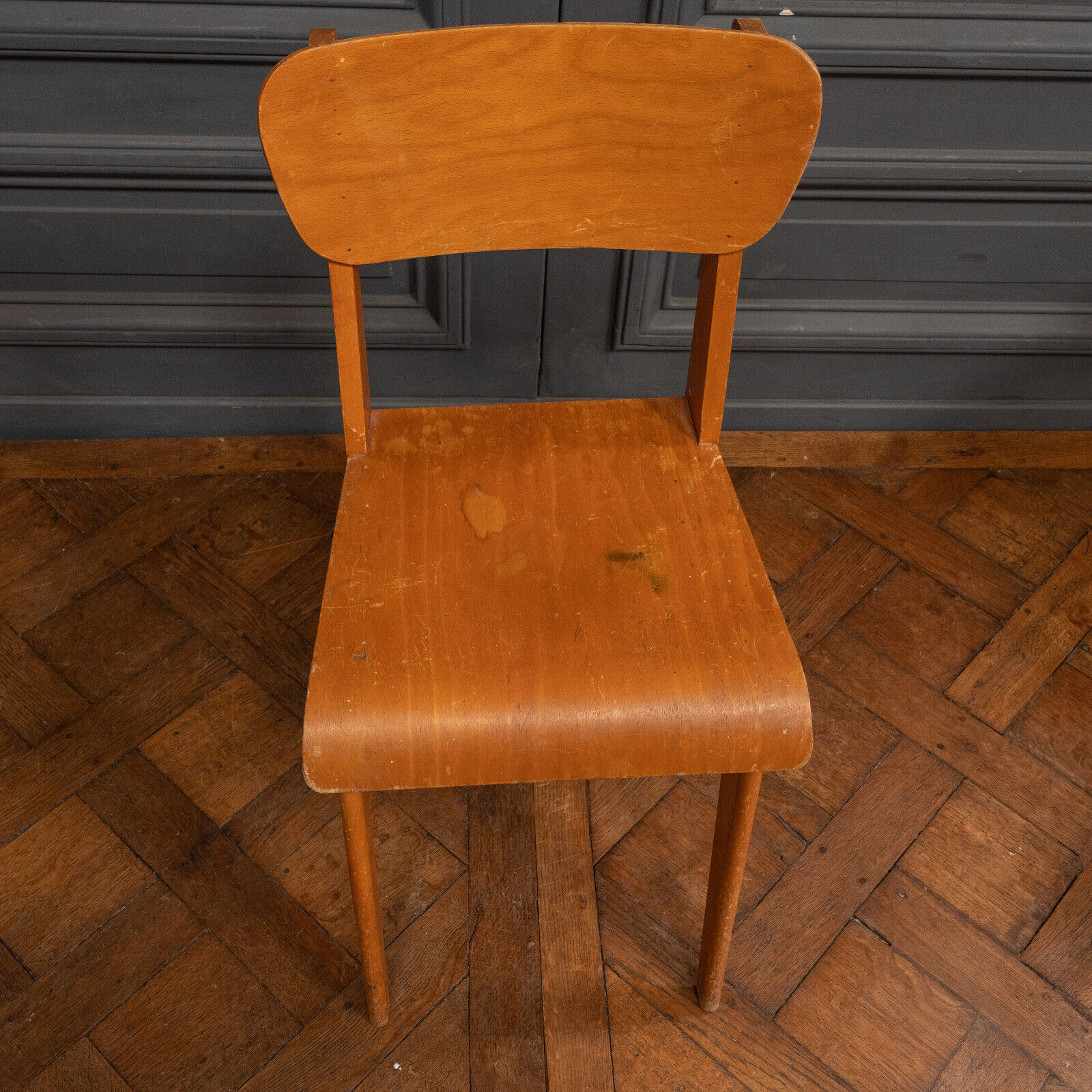 Chaise en bois cintré 1960 bureau travail français