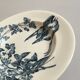 Hollow plates in faience iron earth birds and flowers 19th longwy