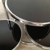 Vintage Leitmotiv Swivel coffee table in chromed metal and glass, Netherlands 1970-1980