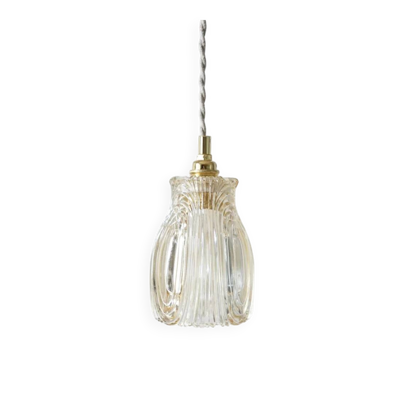 Baladeuse tulipe en verre ciselé ambré
