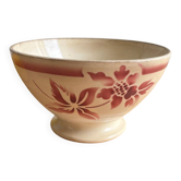 Old earthenware bowl on a pedestal, Digoin Sarreguemines model Georg.