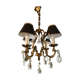 Cage chandelier 4 burners solid bronze and crystal pendants
