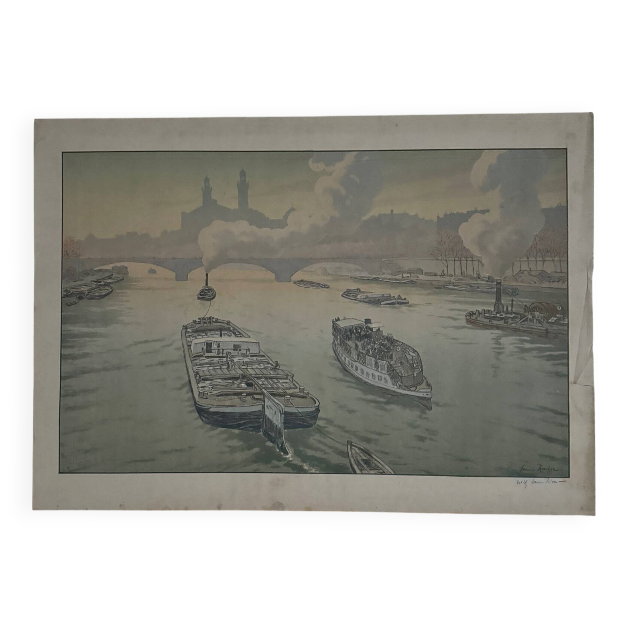 Lithograph on Chinese paper by Henri Rivière The Trocadéro