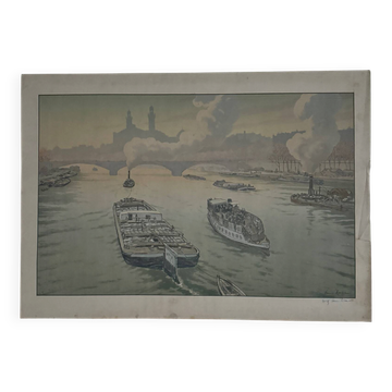 Lithograph on Chinese paper by Henri Rivière The Trocadéro