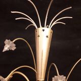 Pair sconces metal dore décor stars Lunel vintage 1950