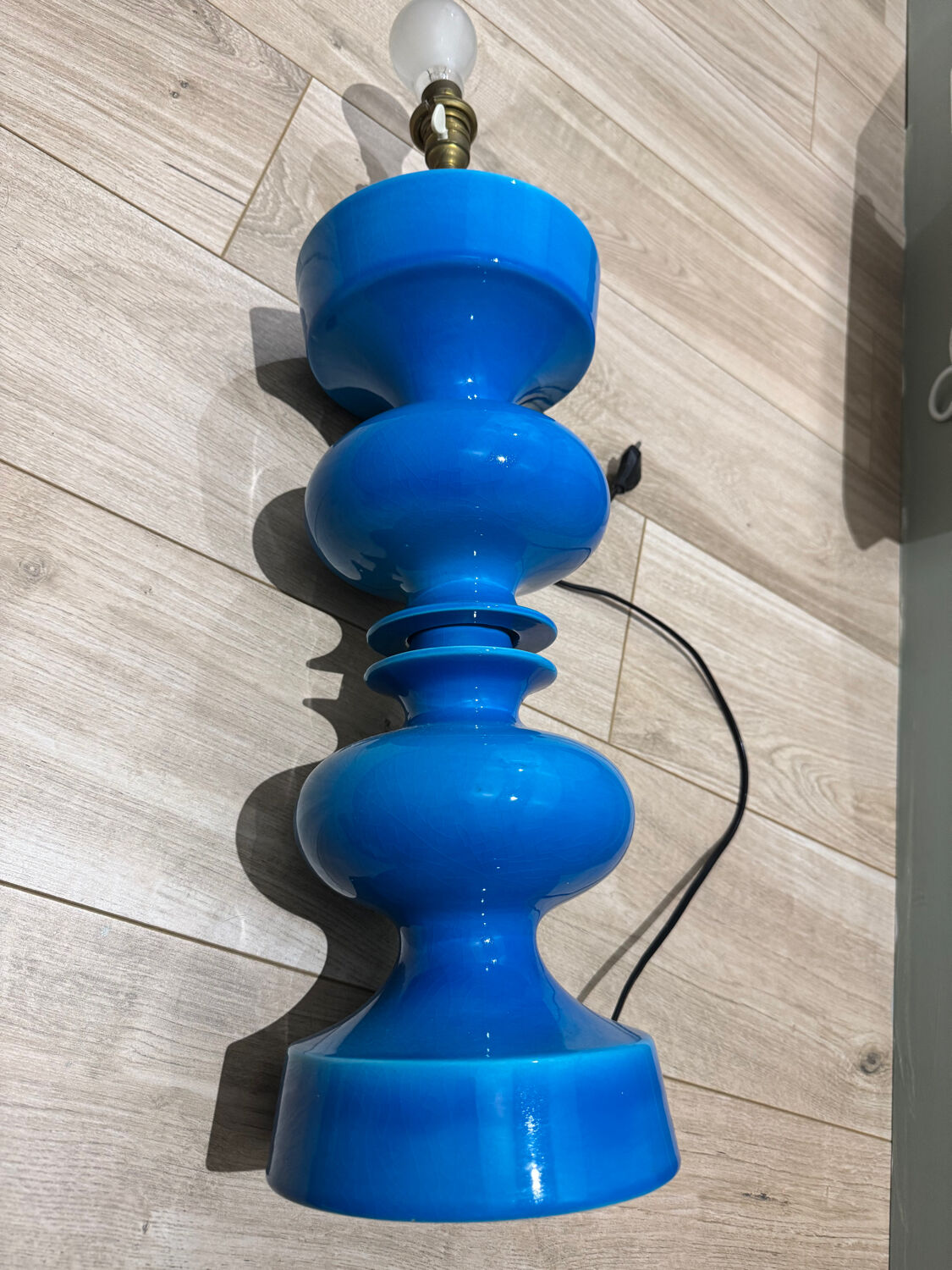 Blue glazed ceramic table lamp