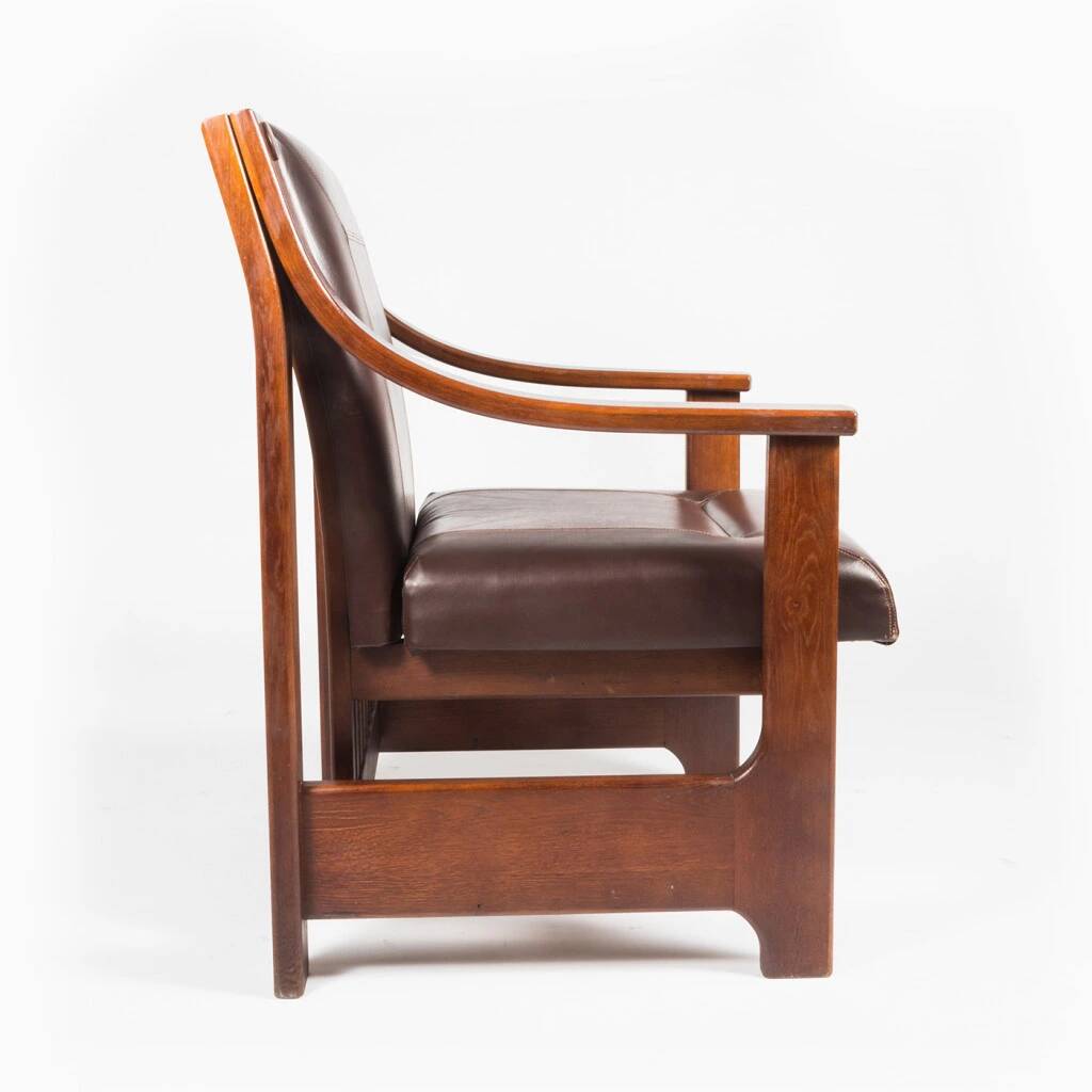 Wooden armchair with leather upholstery by Zbyněk Hřivnáč