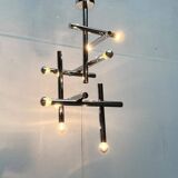 Minimalist chrome ceiling lamp from the mid-century space age by Temde, Switzerland, 1960s.