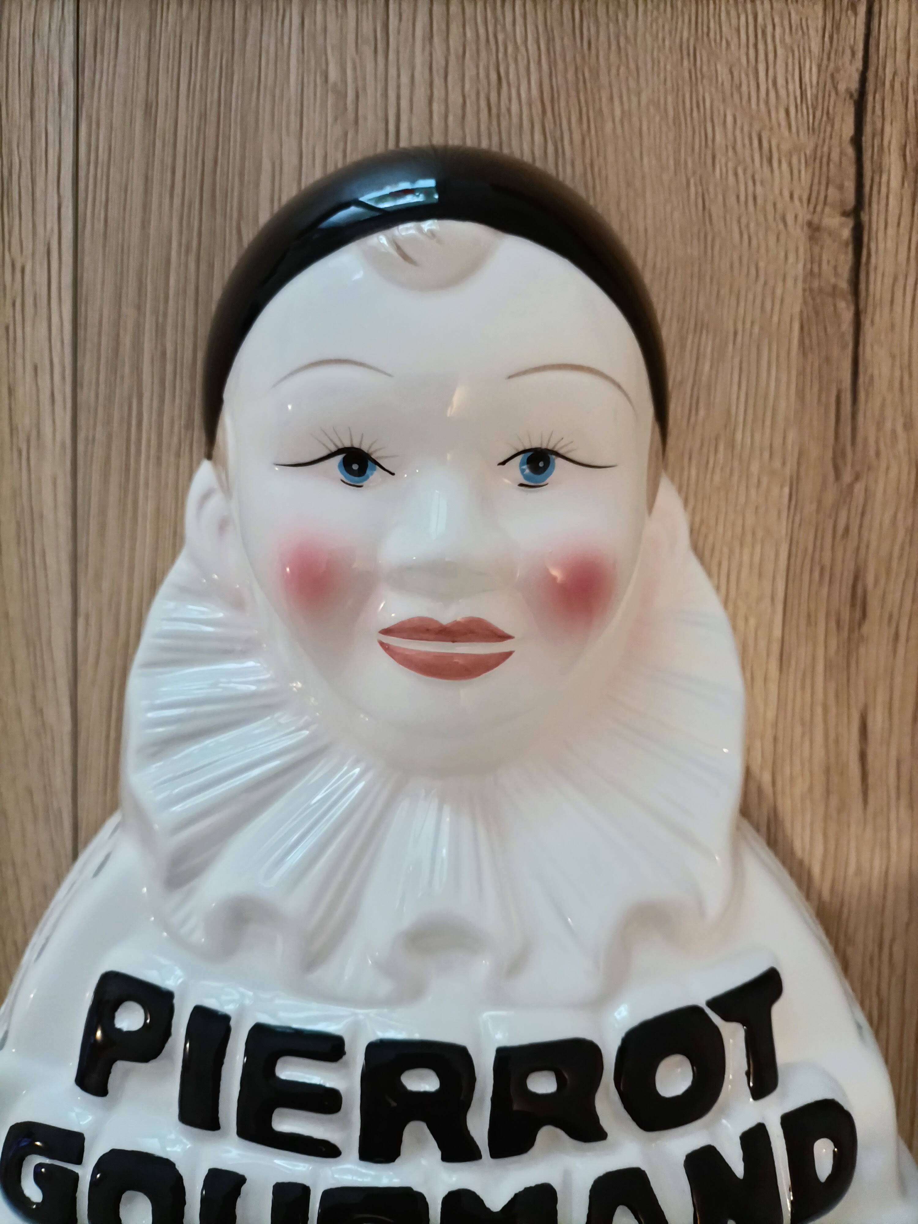 Présentoir à sucettes publicitaire buste pierrot gourmand en porcelaine