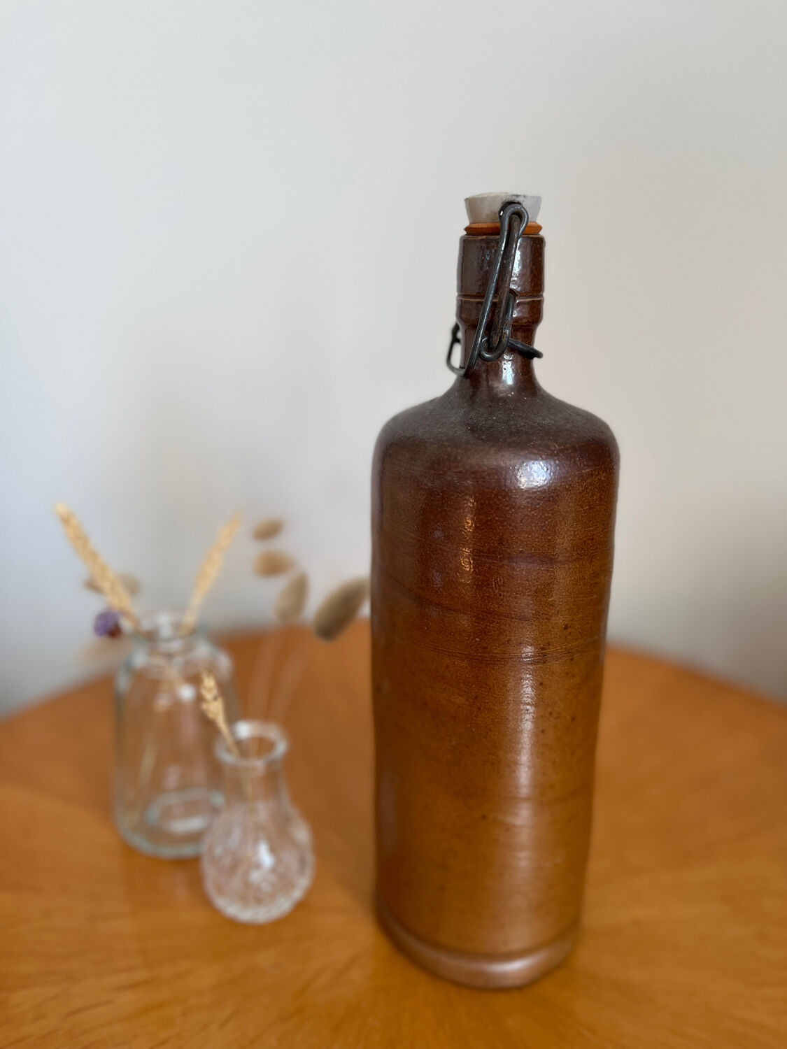Vintage brown stoneware bottle