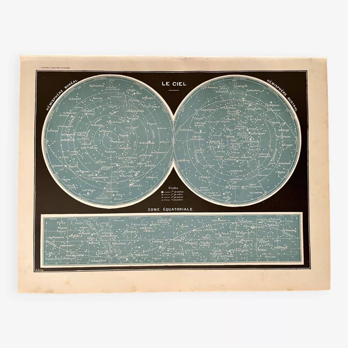 Lithograph map of the sky - 1900