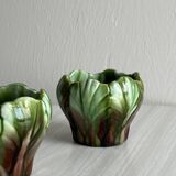Petits caches-pots en barbotine, photophores, design en forme de chou