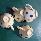Set of 4 small polka dot cups in Castres earthenware