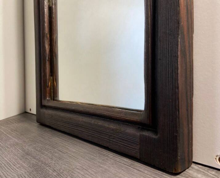 Antique Decorative Mirror Solid Oak Wood Frame Molded Vintage Art