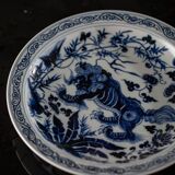 Assiette à motif Pirin en porcelaine bleue et blanche de Style Ming Yongxuan, artisanat classique