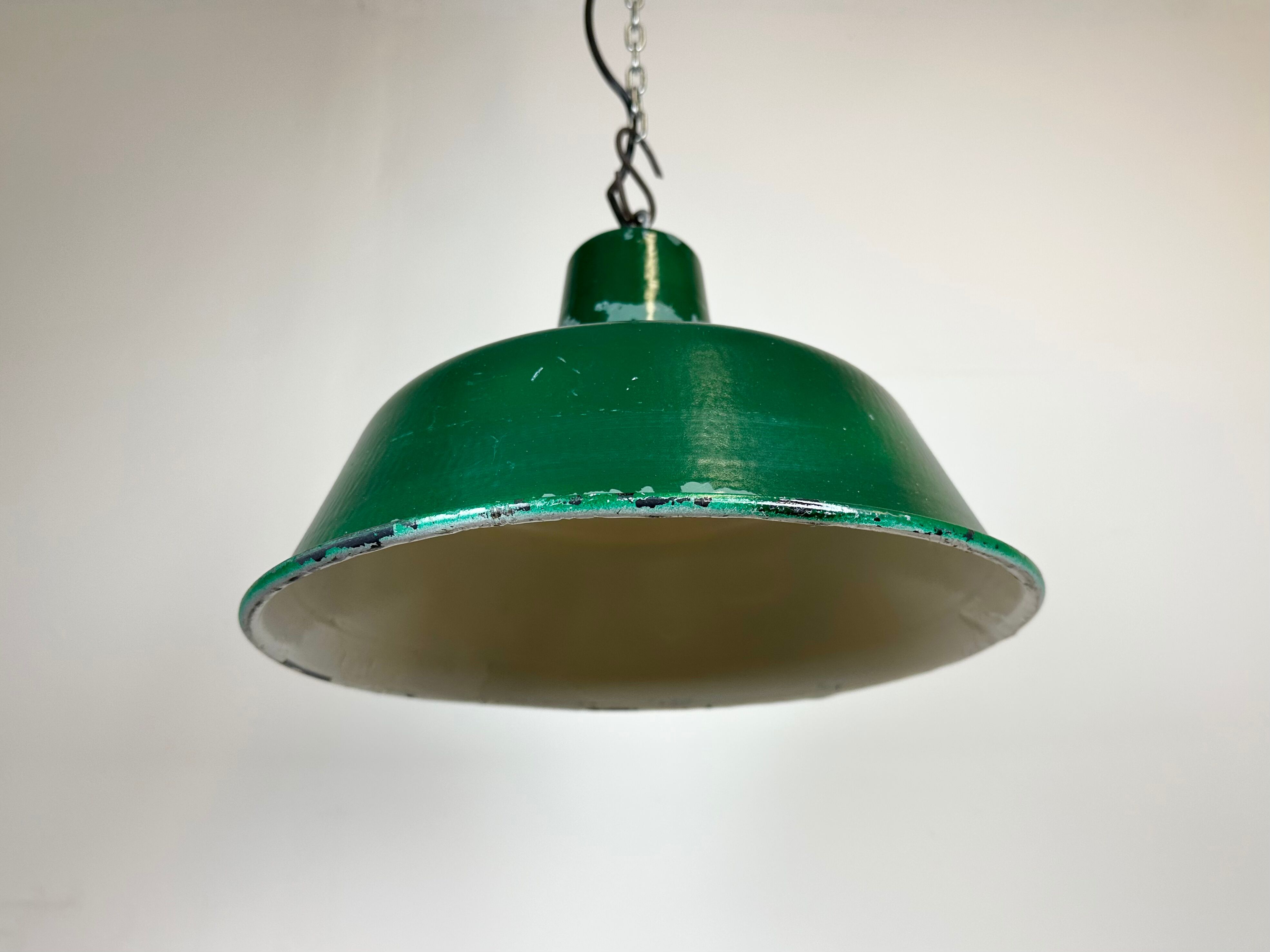 Green Industrial Factory Pendant Lamp, 1960s